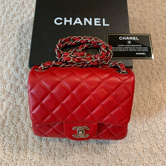 Chanel Lambskin Quilted Mini Square Flap Red - Picture 2 of 10